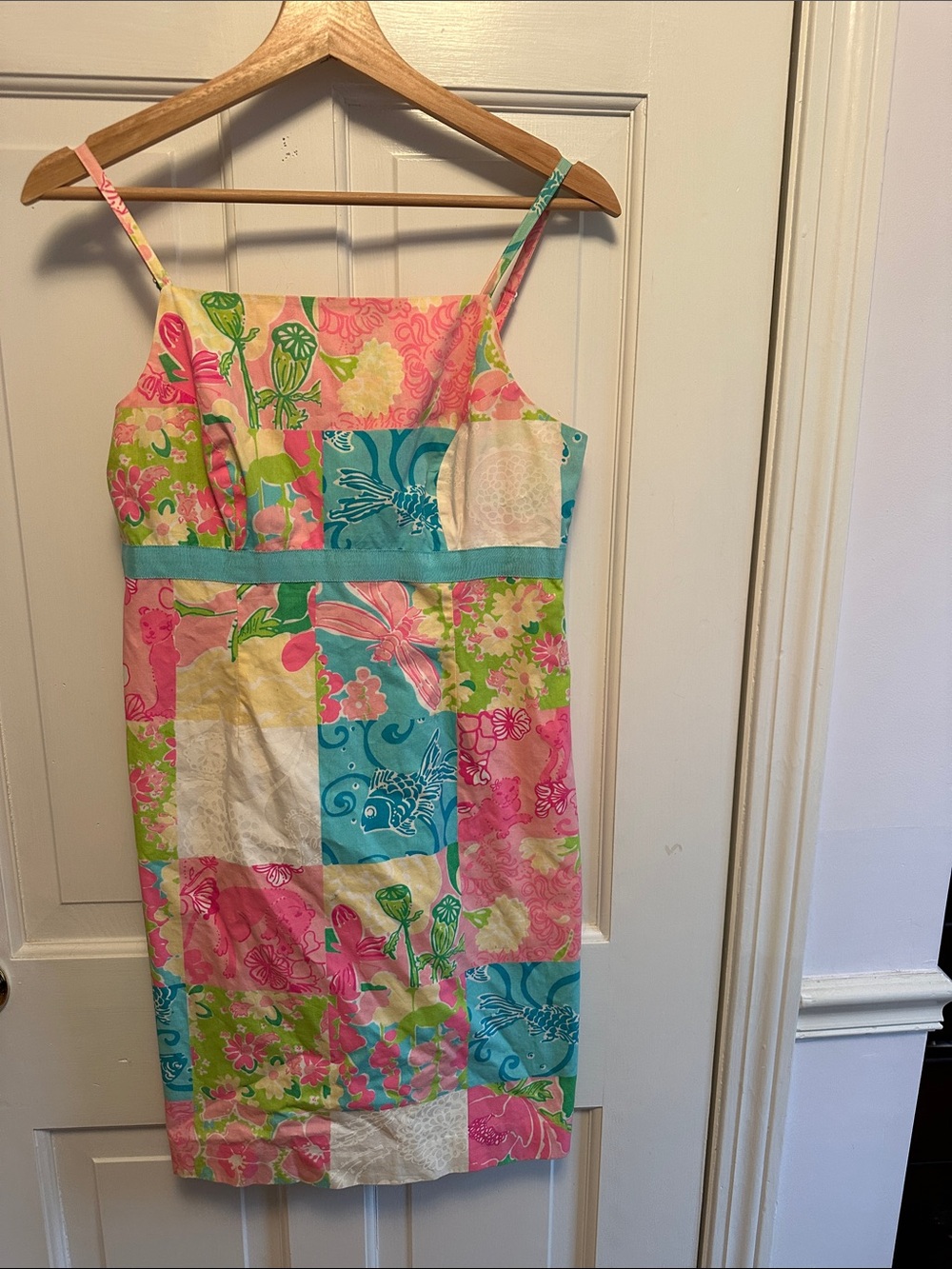 Lilly Pulitzer women’s mini dress— pink, aqua, green patchwork